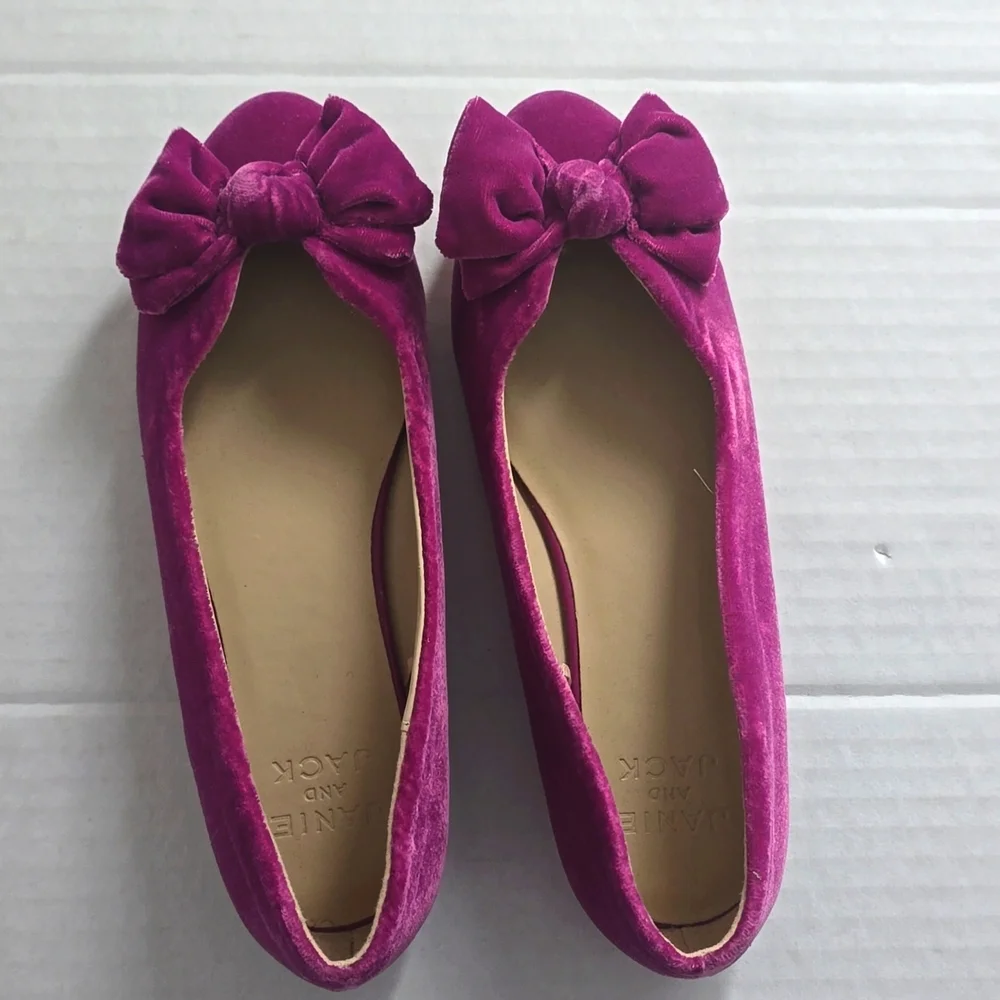 Janie and Jack Girl's Elegant Velvet Bow Flats Sz 3